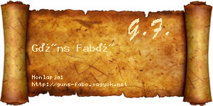 Güns Fabó névjegykártya